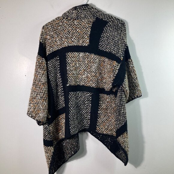 Chicos Wool Blend Fringe Tweed Kinsley Cardigan Sweater M Black Neutral - Picture 2 of 11